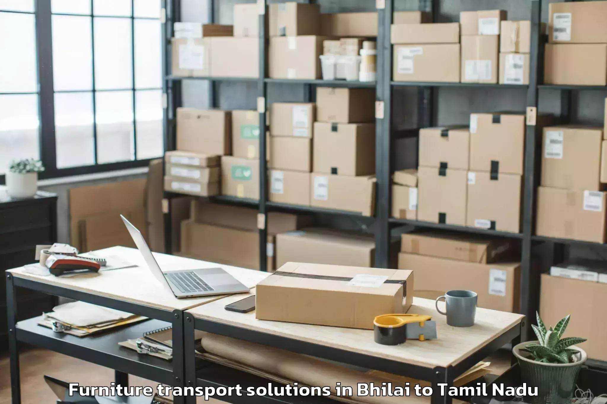 Reliable Bhilai to Manalurpettai Furniture Transport Solutions